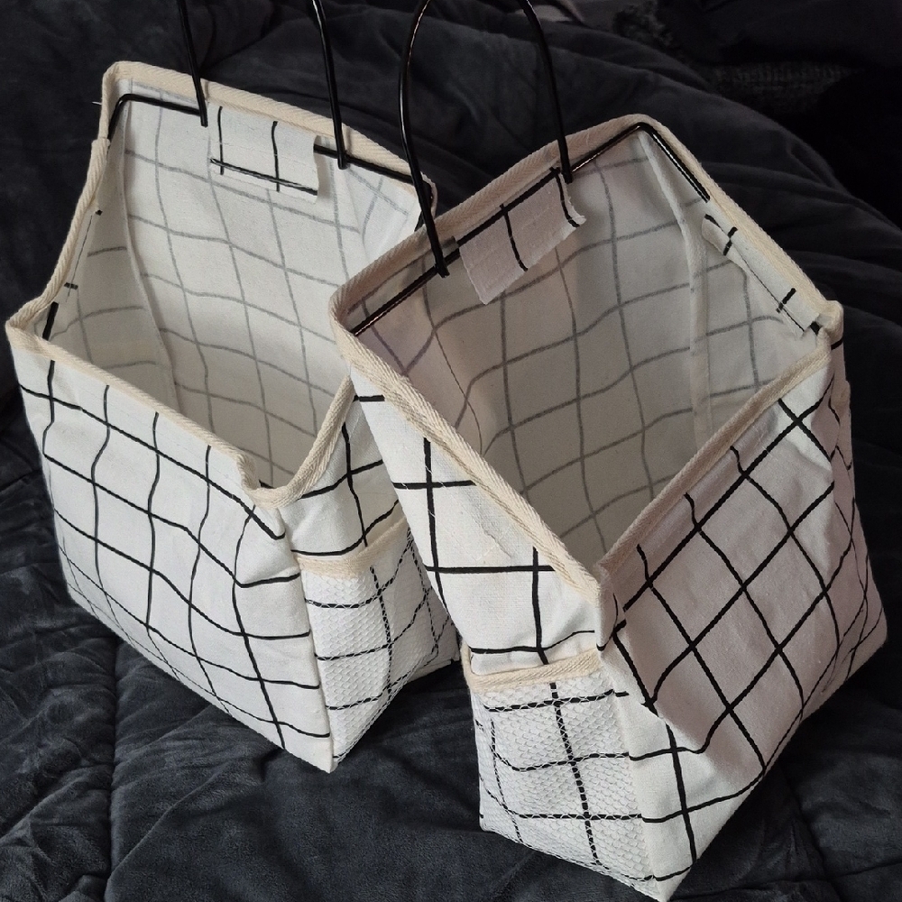Set of Two Grid Pattern Storage Baskets